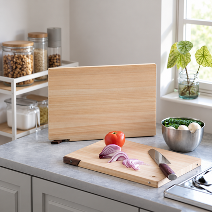 Self-Standing Cypress Wood Cutting Board